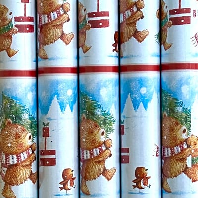 Christmas Bear kerstpapier inpakpapier cadeaupapier voor Kerstmis - 2 meter x 70 cm - 5 Rollen
