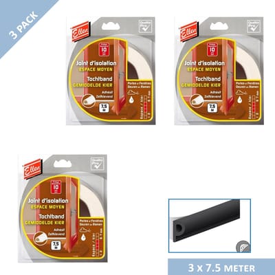 Ellen tochtband - P-profiel - 10 x 5 mm - 22,5 mtr - Zwart