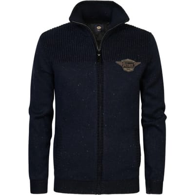 Petrol Industries - Heren Gebreid Vest Naukati - Blauw - Maat L