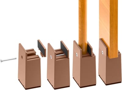 Verstelbare Bedverhoger 10 cm met Schroefklem, Meubelverhogers voor Zware Lasten, 4 Stuks voor Vierkante en Ronde Stoelpootjes, Bruin, Ideaal voor Bedden en Meubels