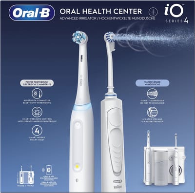 Oral-B Health Center - iO Series 4 Tandenborstel + OxyJet Monddouche - AI Technologie - Complete Mondverzorging