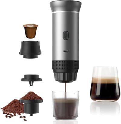 Draagbare capsulekoffiemachine, reis capsulekoffiemachines voor camping, USB-C zelfverwarmende capsulekoffiemachine, draagbare elektrische expressomachine