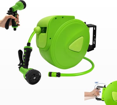Automatische Slanghaspel - Wandslangbox - Tuin Sproeien - 180 Graden Draaibaar - 20 Meter Slang - Groen