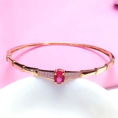 N3 Collecties Roségouden armband met ingelegde kristallen robijn voor dames