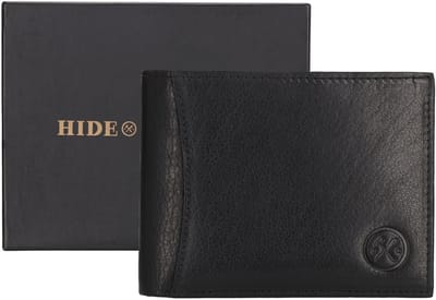 Hide & Stitches Da Vinci Portemonnee Heren - Wallet voor Heren - Portefeuille van 100% Leder - Zwart