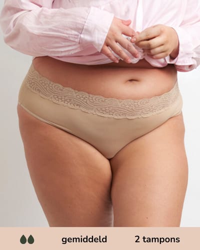 Moodies menstruatie ondergoed - Classic Brief Lace - gemiddeld kruisje - maat XXL - beige
