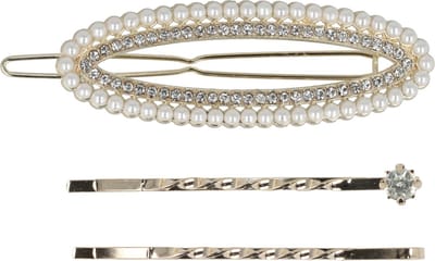 Haarsoires Haarspeld Haarclip - Druppel - Parel Strass Steentjes - Zilver Wit – Set van 3 - Hair Clip - Decoratieve Haaraccessoire