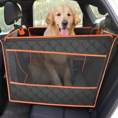 Ruime en Veilige Hondenautostoel XL, 70x61x55cm, met 4 Bevestigingsriemen voor Gemiddelde en Grote Honden