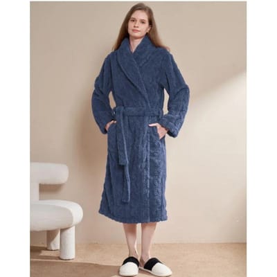 Microvezel Wit Dames Pluche Spa Badjas Dames Lang Pluche XL gray
