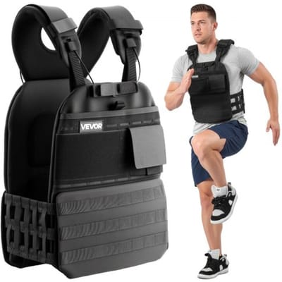 VEVOR Gewichtvest (zonder gewichtsschijven) met schouderpads en reflecterende strips, trainingsvest voor krachttraining, hardlopen, joggen, duurtraining, spiertraining, thuisgymtraining, unisex design