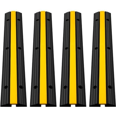 Vevor Kabelbrug 4-delige Kabelgoot Elektrische Draadafdekking Kabelbeschermer Met 1 Kabel Rubber 102x15.5x3 cm
