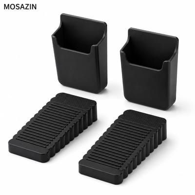 MOSAZIN Deurstopper Set van 2 - Antislip Deurwig met Houder - Zwart