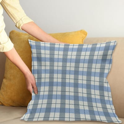 ABAKUHAUS geruit kussenhoes – 45x45 cm – blauwgrijs/lichtblauw