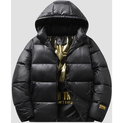 Zwart Goud Katoenen Kleding Heren en Dames Afneembare Capuchon Verdikte Banden Katoenen Kleding Dons Katoen Jassen 3XL black