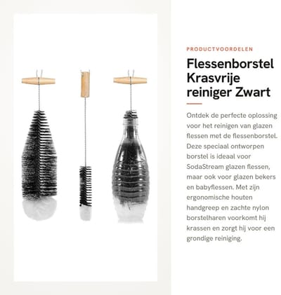 Dailygoods- Flessenborstel - Ergonomische Handgreep - Roestvrij Staal - Nylon - Voor Glazen Flessen - 2 Stuks - Krasvrij Reinigen - Flessenreiniger