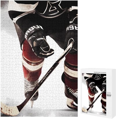 Houten Puzzel - Legpuzzel Puzzelspel - Ontspanning Thuis - IJshockey Patroon - 1000 Stukjes - Wit