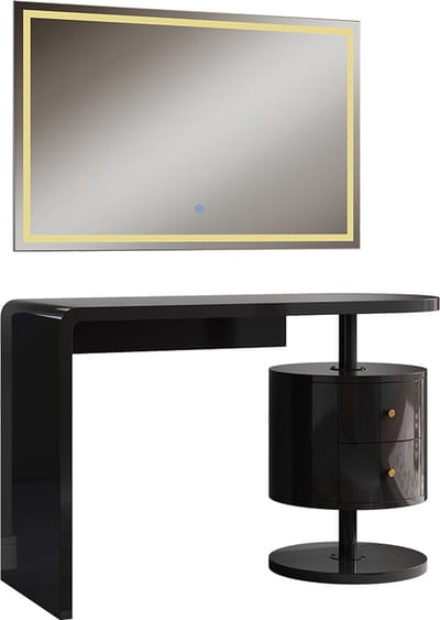 Vicco Lara Kaptafel met licht – 120 cm met LED-spiegel Zwart hoogglans