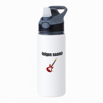 Hacebo® - rode elektrische gitaar met eigen naam waterfles met rietje zwart - Gitaar - muziek liefhebbers - gitaristen - gitaarliefhebbers - verjaardag - cadeau - kado - water fles - 650ML