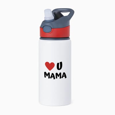 Hacebo® - I love u mama waterfles met rietje rood - Moeder - de liefste mama - Moeder cadeautjes - moederdag - verjaardag - geschenk - kado - water fles - 650ML