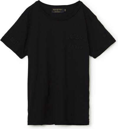 In Gold We Trust T-shirt met logoborduring en backprint - zwart - maat 164