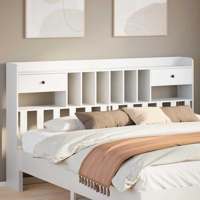 vidaXL - Hoofdbord - met - opbergruimte - 180 - cm - massief - grenenhout - wit