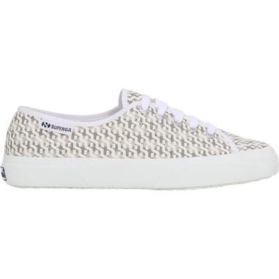 Superga Volwassen 3750 Leggera Print Trainers voor volwassenen (Wit/lichtgrijs)