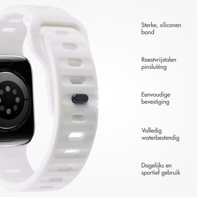 Active Sport siliconen bandje - Geschikt voor Apple Watch 1, 2, 3, 4, 5, 6, 7, 8, 9, 10, 11, SE, Ultra (2 / 3) - 44/45/46/49 mm - Wit