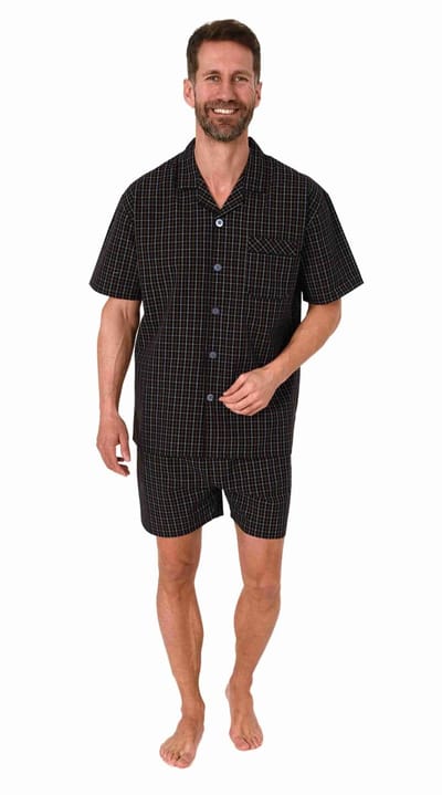 Normann Heren Pyjama Korte Mouwen Geweven Knoop Omhoog Elegant Ontwerp