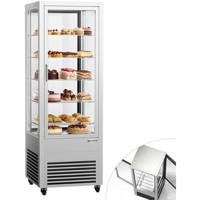 GGM Gastro Panoramavitrine - 440 Liter - 2 Glastüren - 5 Ablagen - Silber Zilver