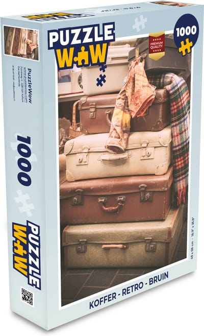 Puzzel Koffer - Retro - Bruin - Legpuzzel - Puzzel 1000 stukjes volwassenen