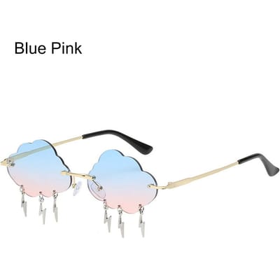 Trendy Wolken Bliksem Vormige Zonnebril voor Vrouwen Retro Kleurrijk Randloos Zonneklepbril 90s Grappige Disco Feest Bril