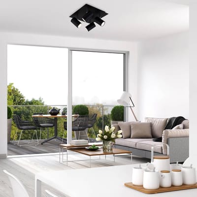 BRILONER RUN - Plafondspo - opbouwspot met 4-lichts - draaibaar - plafondlamp - GU10 - max. 40 Watt - zwart