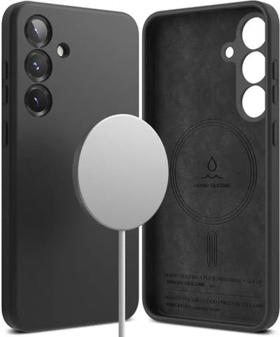 Ringke Silicone Magnetic Hoesje Geschikt voor Samsung Galaxy S25 | Compatibel met MagSafe / Qi2 | Back Cover met Magneet | Zacht Siliconen | Slank Design | Zwart