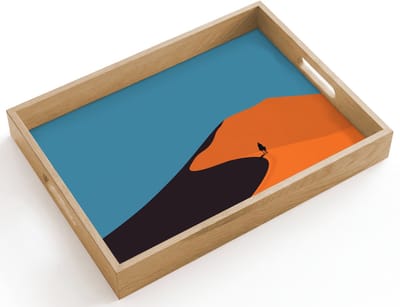 Dienblad hout 40x30 cm - Schootdienblad - Feloranje duinen - Schaduw - Lege hemel - Borrelplank rechthoek - Plateau dienbladen