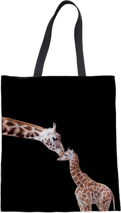 Duurzame Katoenen Boodschappentas met Giraffe Print - Herbruikbare Canvas Draagtas voor Winkelen en School