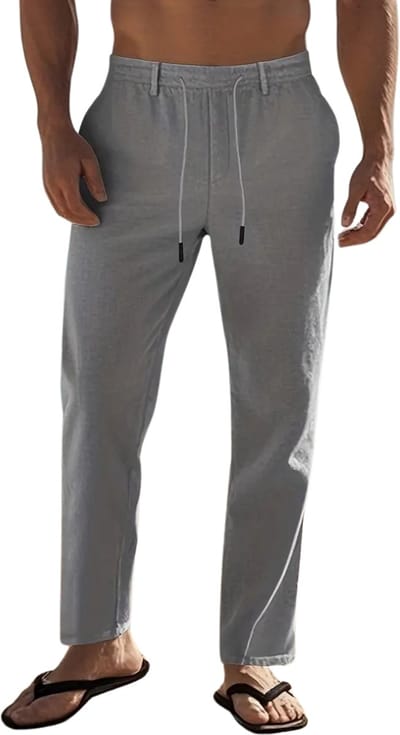Livano Linnen Broek Heren - Zomerbroek - Volwassenen - Lange Broek - Pantalon - Strandbroek - Zomer - Ibiza Stijl - Grijs - Maat M