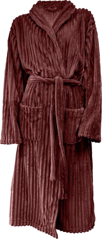 Eleganzzz Teddy Rib Fleece Uni Badjas - Bordeaux - S - Badjas Dames - Badjas Heren