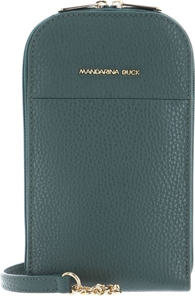 MANDARINA DUCK Leren Telefoontasje Schoudertas Mellow Leather Phone Crossbody Bag Dark Forest Groen
