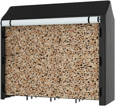 CRLYN® Haardhoutrek Buiten - Houtopslagrek Outdoor - Droog Hout Opslaan - Zwart