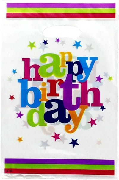 10x Plastic Uitdeelzakjes - Traktatie Zakjes Voor Uitdeelcadeautjes - Uitdeelzakjes Kinderfeestje - Uitdeeltasjes - Verjaardag - Feestje - 10 Stuks - 16.5x25cm - Happy Birthday