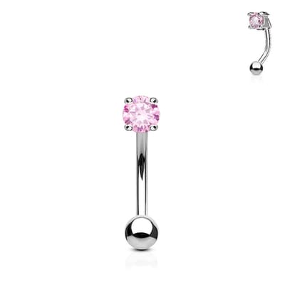 Piercing CZ steentje ronde steen 1.2x8 - zilver roze - LMPiercings