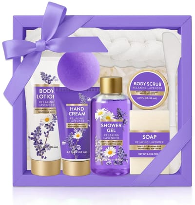 Body & Earth - Lavendel Sensation - Elegante Verwenpakket voor Dames - Geschenkset Vrouwen - Giftset Wellness bath - Verjaardag Cadeau Vrouw, Moeder, Mama, Zus, Vriendin, Oma, Juf - Cadeaupakket voor haar - Cadeautje voor haar
