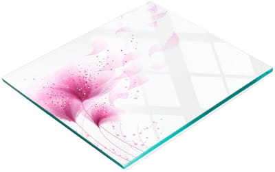 Multifunctionele decoratieve glazen snijplank voor de keuken, roze bloem, 60x52 cm