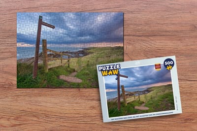 Puzzel Het kustpad van Crail bij het Schotse Fife na zonsondergang - Legpuzzel - Puzzel 500 stukjes