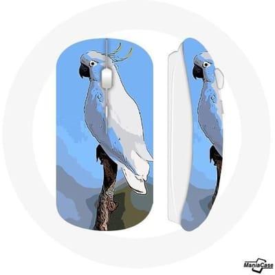 Souris sans fil - MANIACASE - Cacatoès Perroquets - Blanc - USB wifi - Compatible Mac et PC