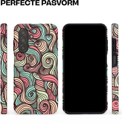 Casetastic hoesje geschikt voor Samsung Galaxy A26 - Dubbellaagse bescherming - Pastel Swirl Vibes - Fashion Case - Taupe Donkergrijs Saliegroen Grijs