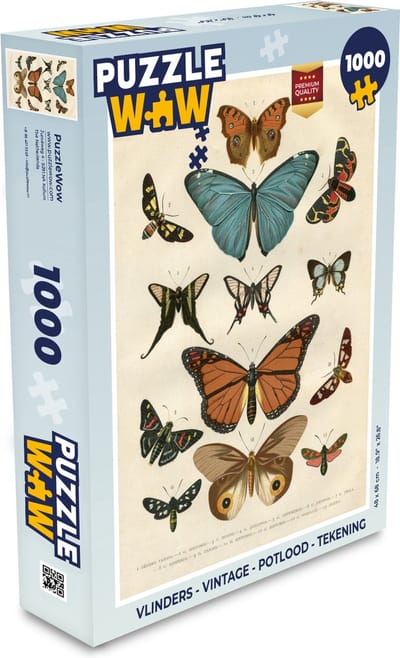 Puzzel Vlinders - Vintage - Potlood - Tekening - Legpuzzel - Puzzel 1000 stukjes volwassenen