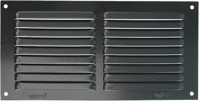 Rechthoekig Ventilatierooster met Muggennet - Zwart Aluminium Rooster voor Afvoer en Luchtuitlaat - 150x300 mm