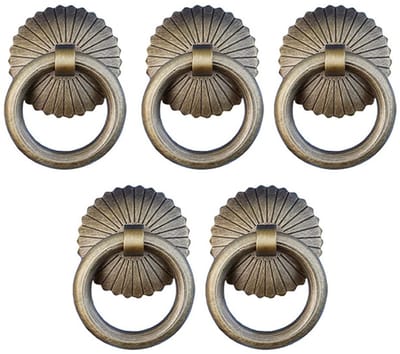 Dailygoods- Ladeknoppen Antiek Messing - 5 Pack - Lade Ring Trekt - Hoogwaardig Materiaal - Corrosiewerend - Slijtvast - Duurzaam - Deurgrepen