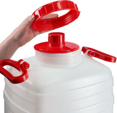 KADAX Waterjerrycan, drankvat van kunststof, drinkwaterjerrycan, waterreservoir met kraan, waterreservoir, drankjerrycan met rubberen afdichting (25 l, wit)